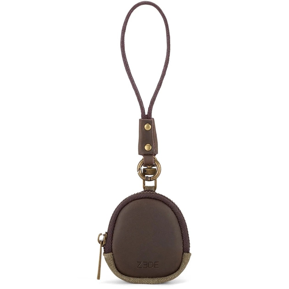 ZEDE Paris Lilas Bag Charm Gray Canvas Leather Wristlet Coin Purse NWT